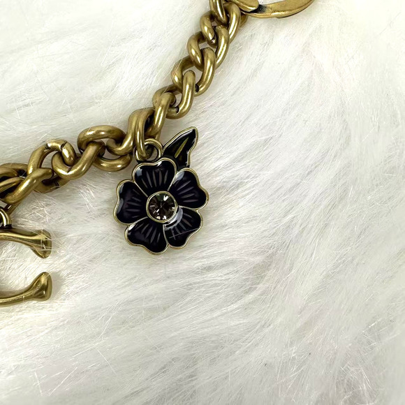 Coach Motif Chain Bag Charm In Metal/Brass/Multi Heart Cherry C CN119 NWT - Picture 6 of 7